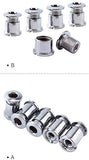 Juscycling Pack of 5 Chainring Female/Male Bolts Nuts with Multiple Size Options for Single, Double and Triple chainrings (Silver, Type A for Tripple chainrings)