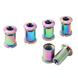 Juscycling Pack of 5 Chainring Female/Male Bolts Nuts, Oil Slick Color, Multiple Size Options for Single, Double and Triple chainrings (Type A for Tripple chainrings)