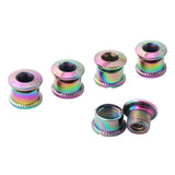 Juscycling Pack of 5 Chainring Female/Male Bolts Nuts, Oil Slick Color, Multiple Size Options for Single, Double and Triple chainrings (Type A for Tripple chainrings)